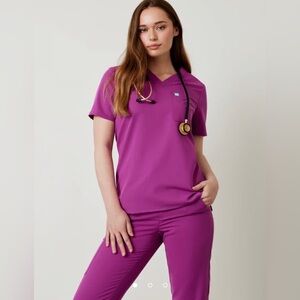 GABRIELLE RE-GARDE™ - DAMSON PURPLE - One Pocket Scrub Top - SILVADUR™